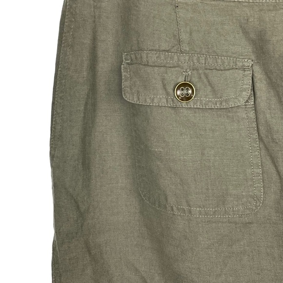 TALBOTS PURE IRISH LINEN GREEN DRAWSTRING SKIRT - Picture 9 of 13